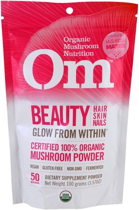 Organic Mushroom Nutrition, Beauty, Mushroom Powder, 3.57 oz (100 g) ,الصحة، المرأة، مكملات الشعر، مكملات الأظافر، مكملات الجلد، حمام، الجمال، الشعر، فروة الرأس