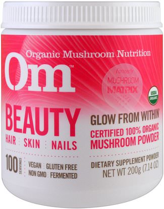 Organic Mushroom Nutrition, Beauty, Mushroom Powder, 7.14 oz (200 g) ,الصحة، المرأة، مكملات الشعر، مكملات الأظافر، مكملات الجلد، حمام، الجمال، الشعر، فروة الرأس