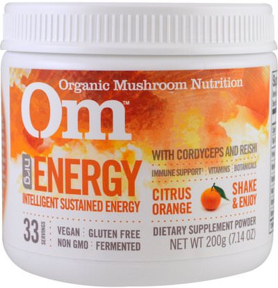 Organic Mushroom Nutrition, Energy, Mushroom Powder, Citrus Orange, 7.14 oz (200 g) ,والصحة، والطاقة، والانفلونزا الباردة والفيروسية، ونظام المناعة