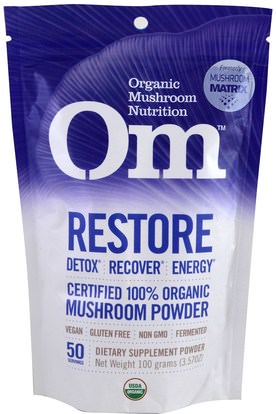 Organic Mushroom Nutrition, Restore, Mushroom Powder, 3.57 oz (100 g) ,المكملات الغذائية، الفطر الطبية
