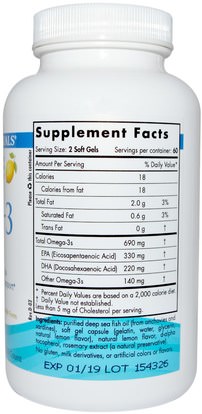 Herb-sa Nordic Naturals, Omega-3, Lemon, 690 mg, 120 Soft Gels