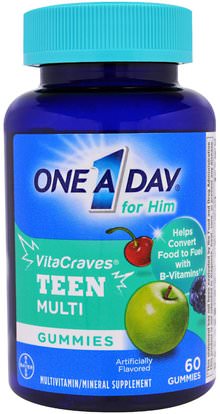 One-A-Day, One A Day for Him, VitaCraves, Teen Multi, 60 Gummies ,الفيتامينات، الفيتامينات، الأطفال الفيتامينات، الصحة، الرجال