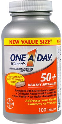 One-A-Day, Womens 50+, Healthy Advantage, Multivitamin/Multimineral Supplement, 100 Tablets ,الفيتامينات، الفيتامينات - كبار السن، النساء الفيتامينات المتعددة