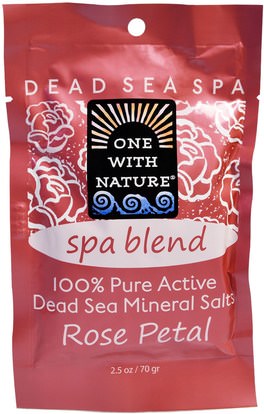 One with Nature, Dead Sea Mineral Salts, Spa Blend, Rose Petal, 2.5 oz (70 g) ,حمام، الجمال، أملاح الاستحمام