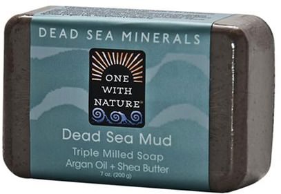 One with Nature, Dead Sea Mud Soap Bar, 7 oz (200 g) ,حمام، الجمال، الصابون، أرجان
