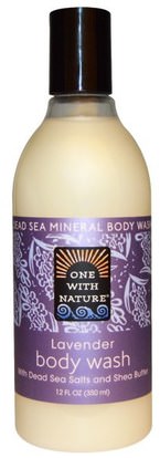 One with Nature, Lavender Body Wash with Dead Sea Salt and Shea Butter, 12 fl oz (350 ml) ,حمام، الجمال، هلام الاستحمام