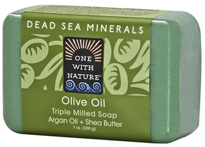 One with Nature, Olive Oil, Triple Milled Soap Bar, 7 oz (200 g) ,حمام، الجمال، الصابون، أرجان