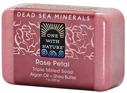 One with Nature, Rose Petal Soap Bar, 7 oz (200 g) ,حمام، الجمال، الصابون، أرجان