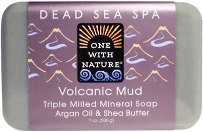 One with Nature, Triple Milled Mineral Soap, Volcanic Mud, 7 oz (200 g) ,حمام، الجمال، الصابون