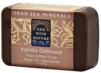 One with Nature, Vanilla Oatmeal Soap Bar, 7 oz (200 g) ,حمام، الجمال، الصابون، أرجان