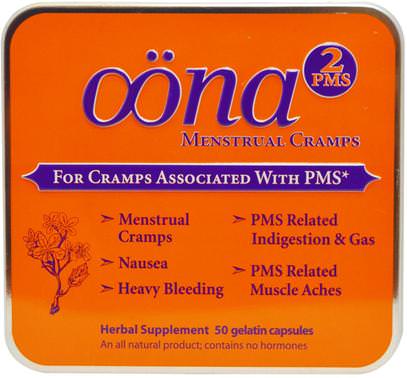 Oona, Menstrual Cramps, PMS2, 50 Gelatin Capsules ,الصحة، متلازمة ما قبل الحيض، بريمنستروال