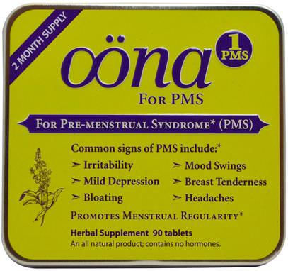 Oona, PMS1, For Pre-Menstrual Syndrome, 90 Tablets ,الصحة، متلازمة ما قبل الحيض، بريمنستروال