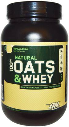 Optimum Nutrition, 100% Oats & Whey, Vanilla Bean, 3.0 lbs (1,363 g) ,المكملات الغذائية، يهز البروتين، والرياضة