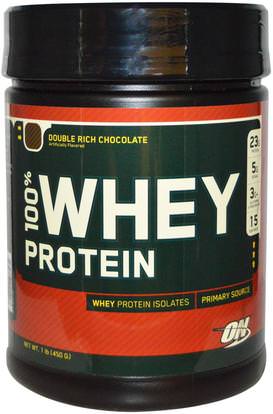 Optimum Nutrition, 100% Whey Protein, Double Rich Chocolate, 1 lb (454 g) ,رياضات