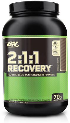 Optimum Nutrition, 2:1:1 Recovery, Colossal Chocolate, 3.73 lb (1.7 kg) ,رياضات