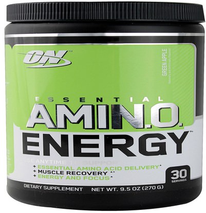 Optimum Nutrition, Essential Amino Energy, Green Apple, 9.5 oz (270 g) ,رياضات