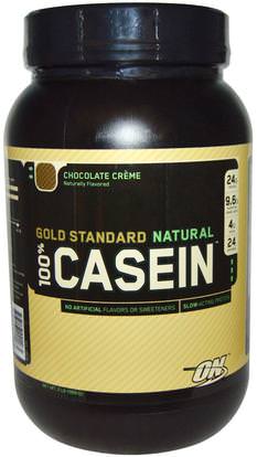 Optimum Nutrition, Gold Standard, 100% Casein, Natural, Chocolate Crme, 2 lbs (909 g) ,رياضات