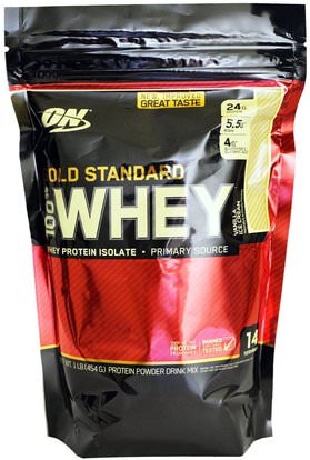 Optimum Nutrition, Gold Standard, 100% Whey, Vanilla Ice Cream, 1 lb (454 g) ,رياضات