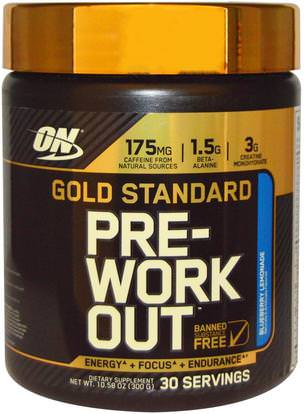 Optimum Nutrition, Gold Standard, Pre-Workout, Blueberry Lemonade, 10.58 oz (300 g) ,رياضات