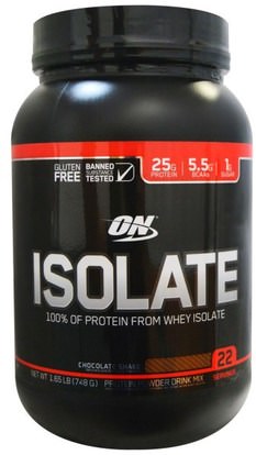 Optimum Nutrition, Isolate, Chocolate Shake, 1.65 lbs (748 g) ,رياضات