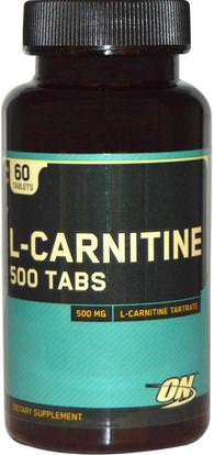 Optimum Nutrition, L-Carnitine 500 Tabs, 500 mg, 60 Tablets ,المكملات الغذائية، والأحماض الأمينية، والرياضة، ل كارنيتين