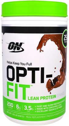 Optimum Nutrition, Opti-Fit Lean Protein Shake, Chocolate, 1.83 lb (832 g) ,المكملات الغذائية، يهز البروتين، والرياضة