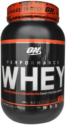 Optimum Nutrition, Performance Whey, Chocolate Shake, 2.15 lb (975 g) ,رياضات