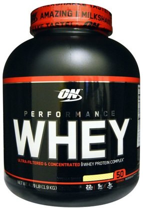 Optimum Nutrition, Performance Whey, Vanilla Shake, 4.19 lbs (1.9 kg) ,رياضات