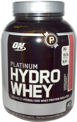 Optimum Nutrition, Platinum Hydro Whey, Supercharged Strawberry, 3.5 lbs (1,59 kg) ,رياضات