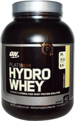 Optimum Nutrition, Platinum Hydro Whey, Velocity Vanilla, 3.5 lbs (1.59 kg) ,رياضات