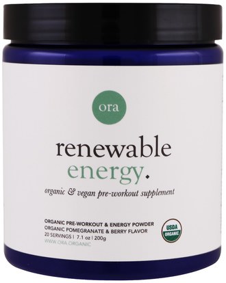 Ora, Renewable Energy, Organic Pre-Workout & Energy Powder, Pomegranate & Berry, 7.1 oz (200 g) ,والصحة، والطاقة، والرياضة