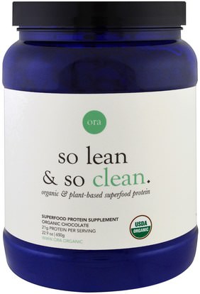 Ora, So Lean & So Clean, Organic & Plant-Based Superfood Protein, Organic Chocolate, 22.9 oz (650 g) ,والمكملات الغذائية، سوبرفوودس، والبروتين