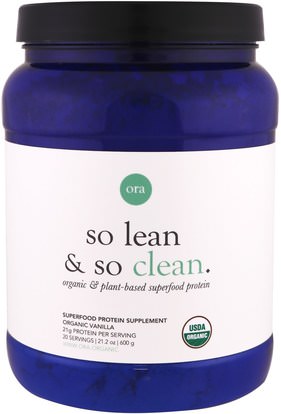Ora, So Lean & So Clean, Organic & Plant-Based Superfood Protein, Organic Vanilla, 21.2 oz (600 g) ,والمكملات الغذائية، والبروتين