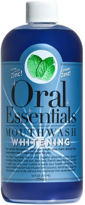 Oral Essentials, Mouthwash, Whitening with Zinc, Lemon Zest, 16 fl oz (473 ml) ,والصحة، وجفاف الفم، ورعاية الفم والأسنان