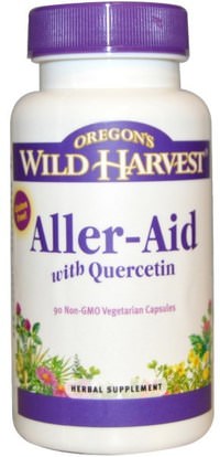 Oregons Wild Harvest, Aller-Aid, with Quercetin, 90 Non-GMO Veggie Caps ,والمكملات الغذائية، كيرسيتين، والصحة، والحساسية، والحساسية