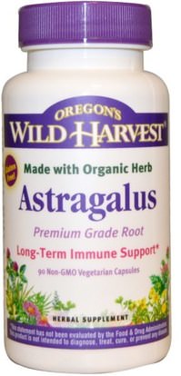 Oregons Wild Harvest, Astragalus, 90 Non-GMO Veggie Caps ,المكملات الغذائية، أدابتوغن، مكافحة الشيخوخة