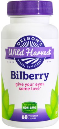 Oregons Wild Harvest, Bilberry, 60 Non-GMO Veggie Caps ,الصحة، العناية بالعيون، الرعاية للرؤية، التوت، الرؤية