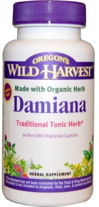 Oregons Wild Harvest, Damiana, 90 Non-GMO Veggie Caps ,الأعشاب، داميانا