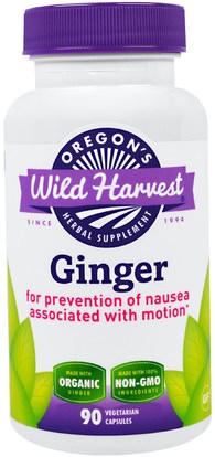 Oregons Wild Harvest, Ginger, 90 Veggie Caps ,والصحة، والغثيان الإغاثة