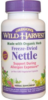 Oregons Wild Harvest, Nettle, Freeze-Dried, 90 Non-GMO Veggie Caps ,الأعشاب، القراص، اللعنة، جذر نبات القراص، روت