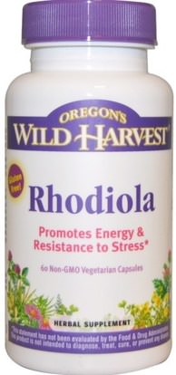 Oregons Wild Harvest, Rhodiola, 60 Non-GMO Veggie Caps ,المكملات الغذائية، أدابتوغن، روديولا الوردية