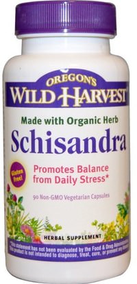 Oregons Wild Harvest, Schisandra, 90 Non-GMO Veggie Caps ,الأعشاب، ششيزاندرا (سشيساندرا)