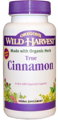 Oregons Wild Harvest, True Cinnamon, 60 Non-GMO Veggie Caps ,الأعشاب، القرفة استخراج
