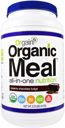 Orgain, Organic Meal, All-In-One Nutrition, Creamy Chocolate Fudge, 2.01 lbs (912 g) ,المكملات الغذائية، البروتين، مسحوق البروتين أورجين