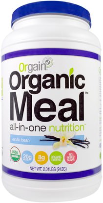 Orgain, Organic Meal, All-In-One Nutrition, Vanilla Bean, 2.01 lbs (912 g) ,المكملات الغذائية، البروتين، مسحوق البروتين أورجين