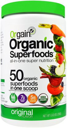 Orgain, Organic Superfoods, All-In-One Super Nutrition, Original Flavor, 0.62 lbs (280 g) ,المكملات الغذائية، سوبرفوودس