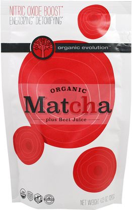 Organic Evolution, Organic Matcha, Plus Beet Juice, 4.23 oz (120 g) ,الأعشاب، البنجر مسحوق الجذر، الشاي العشبية، ماتشا الشاي الأخضر