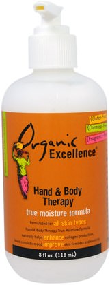 Organic Excellence, Hand & Body Therapy, 8 fl oz (118 ml) ,الصحة، العناية بالبشرة، حمم، الجمال، غسول الجسم