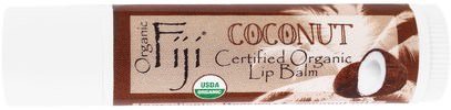 Organic Fiji, Certified Organic Lip Balm, Coconut, 0.15 oz (4.25 g) ,حمام، الجمال، العناية الشفاه، بلسم الشفاه