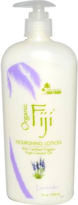 Organic Fiji, Face and Body Lotion with Organic Coconut Oil, Lavender, 12 oz (354 ml) ,الصحة، الجلد، غسول الجسم